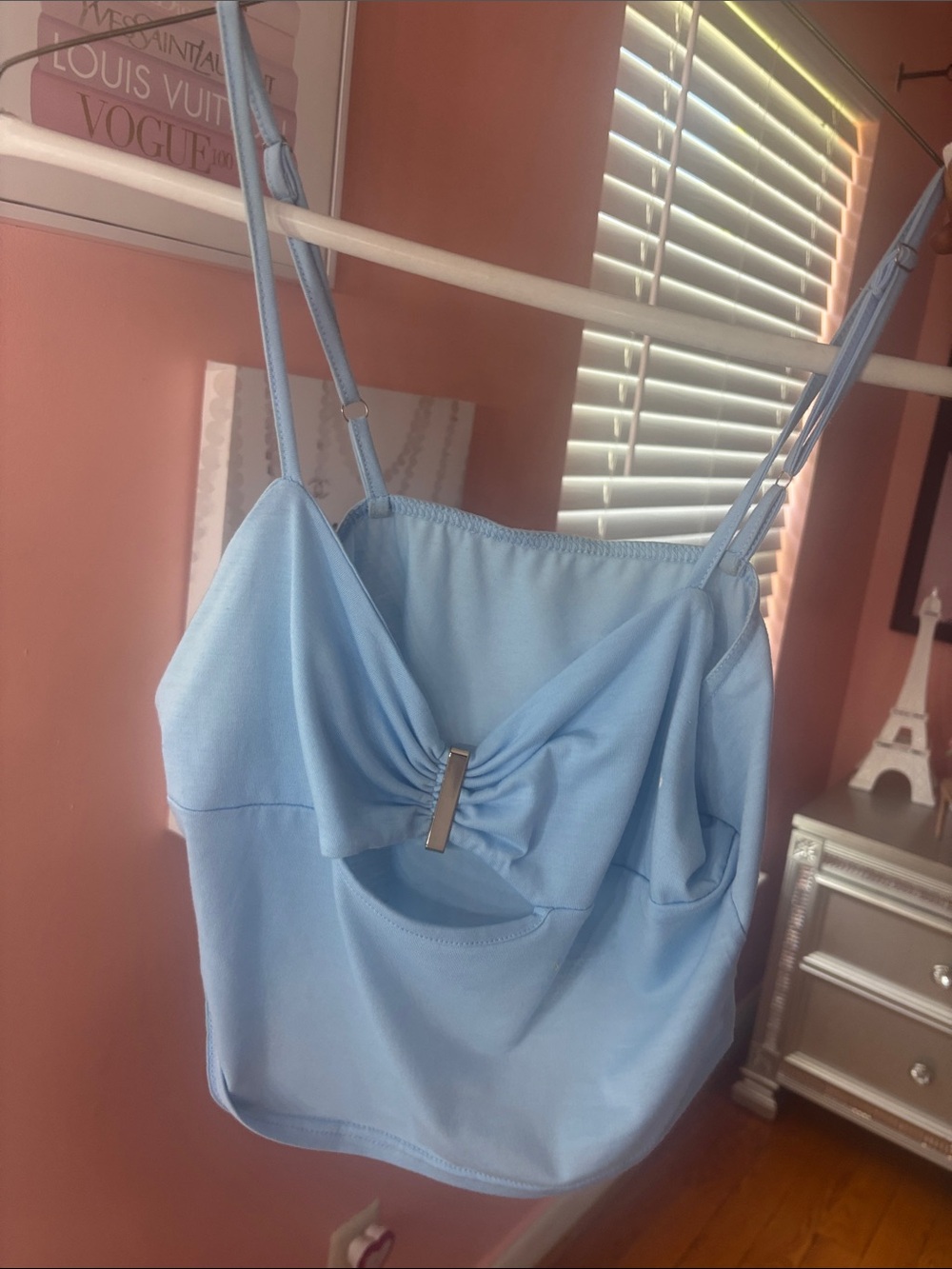 SHEIN Light Blue Ruched Front Tank Top